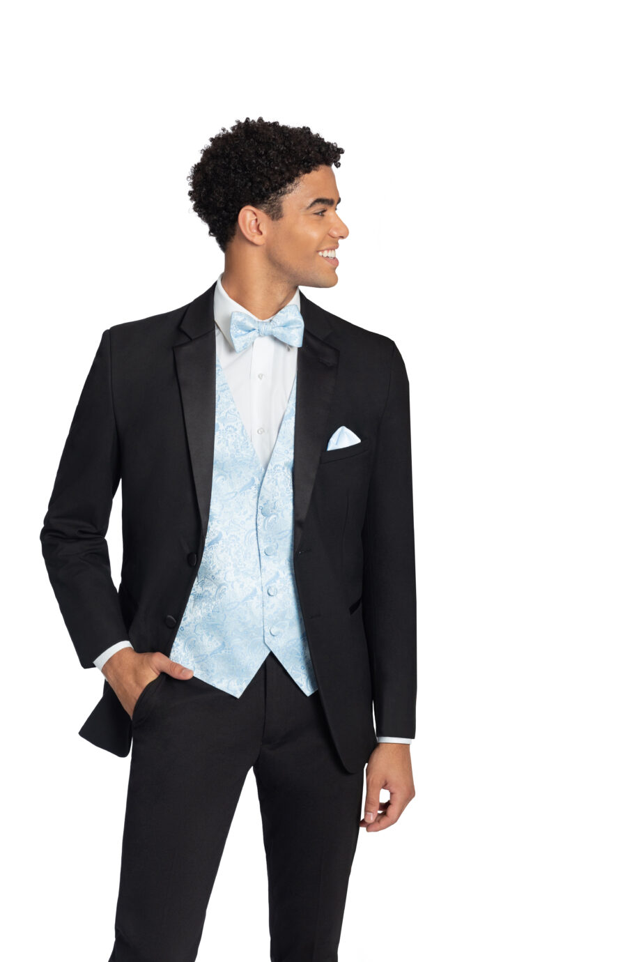 Black Tuxedo Set - Slim Fit 2-Piece | Full Satin Notch Lapel & Formal Beaded Pants