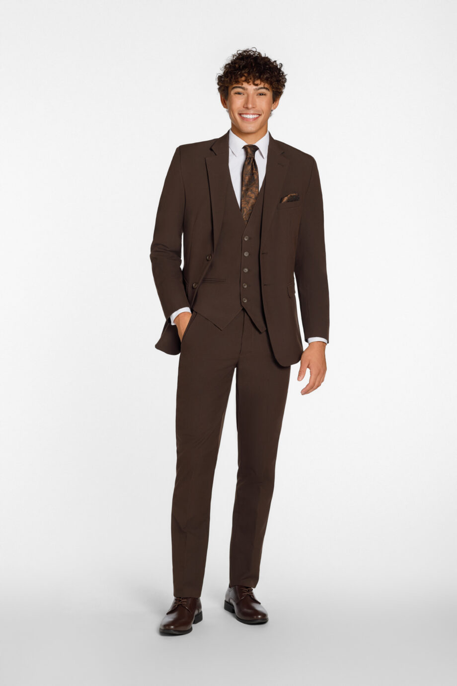 Custom Chocolate Brown Stretch Suit - 2-Piece Slim Fit