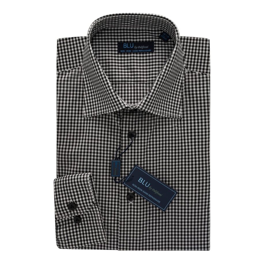 Black Checked European Slim Fit Non-Iron Dress Shirt