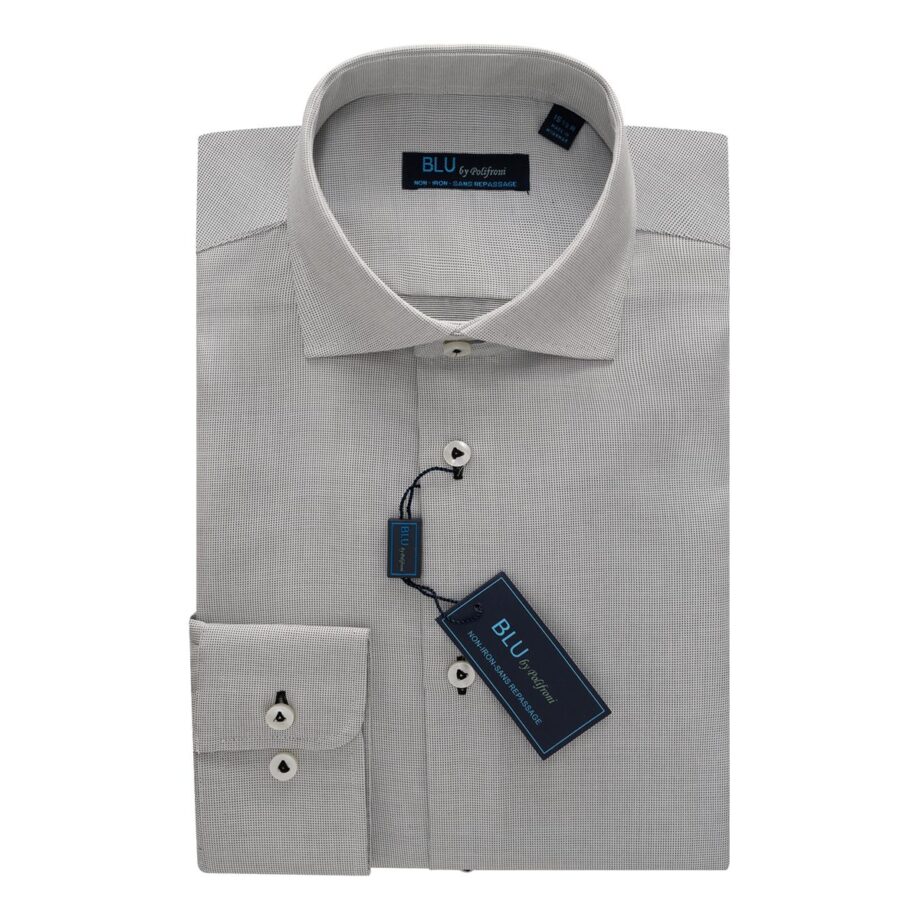 White Black Pin Dot European Slim Fit Non-Iron Dress Shirt