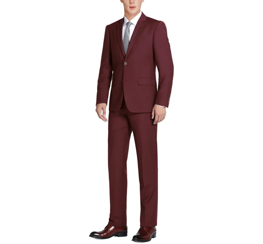 Classic Slim Fit Suit Set - Burgundy