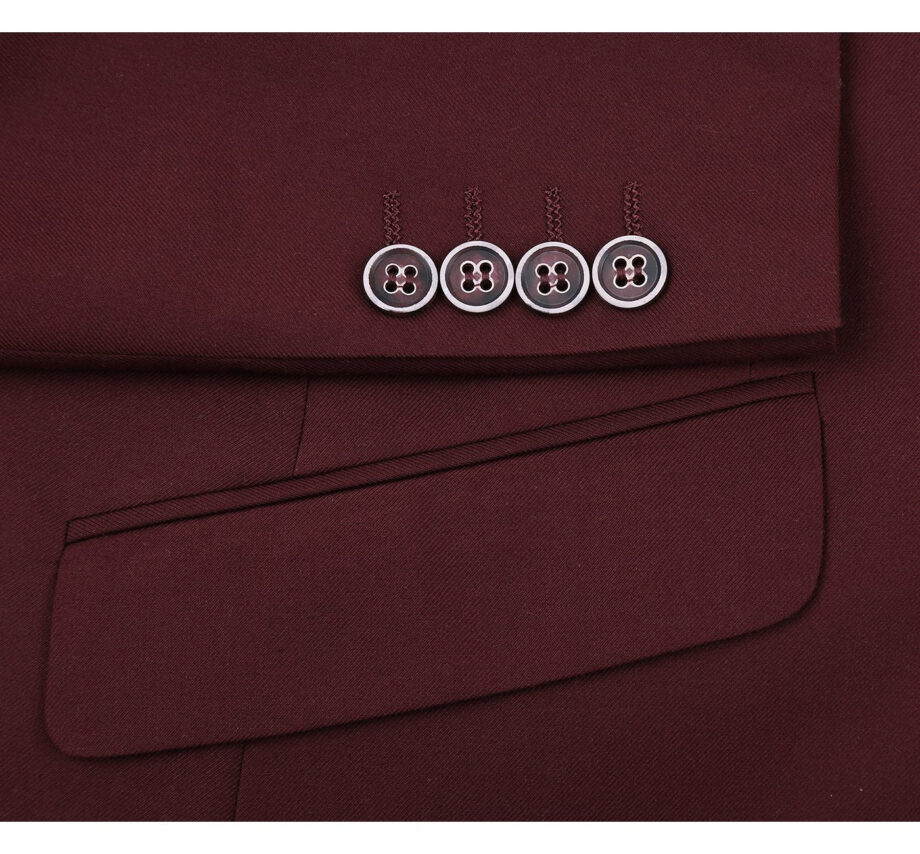 Classic Slim Fit Suit Set - Burgundy